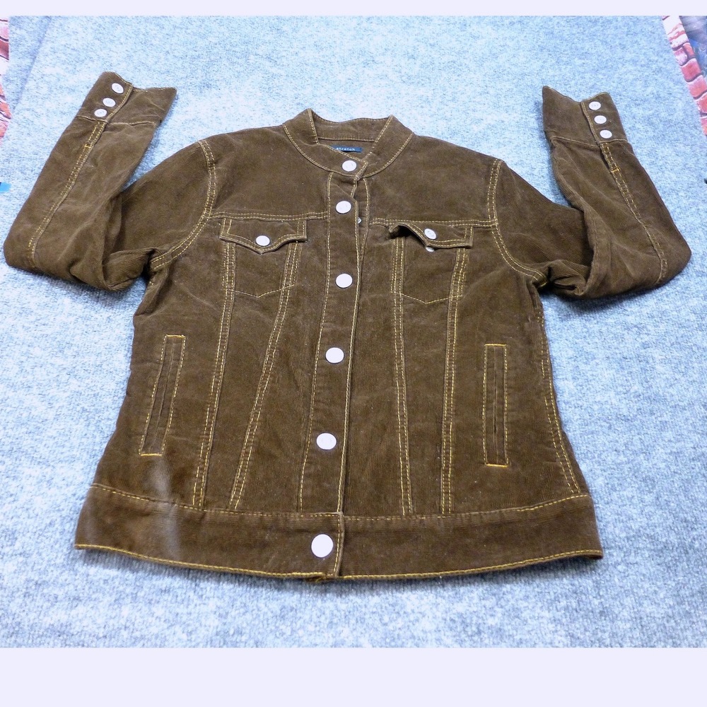 GAP Womens Brown Corduroy Stretch Trucker Jacket Size M Button Front Western